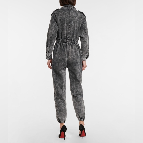NWT Norma Kamali's Gray Turtle Acid Bleach Denim Jumpsuit Wms Sz XS - Picture 2 of 6